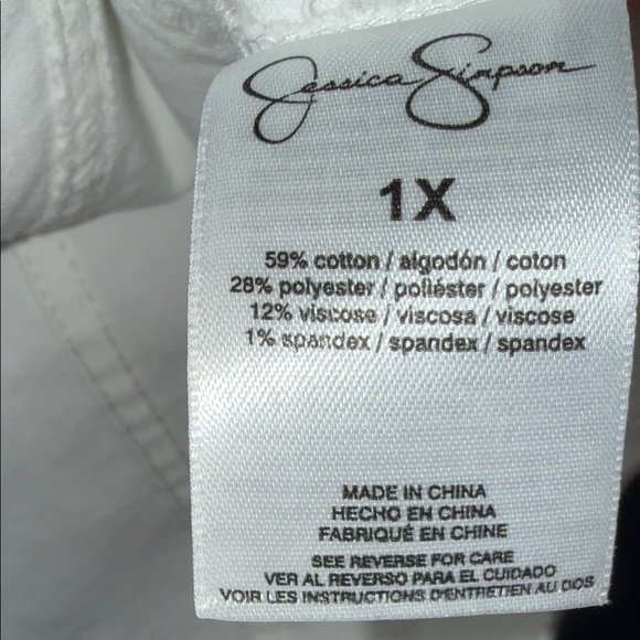 Jessica Simpson Women's White Denim Jacket sz 1X - Picture 7 of 8